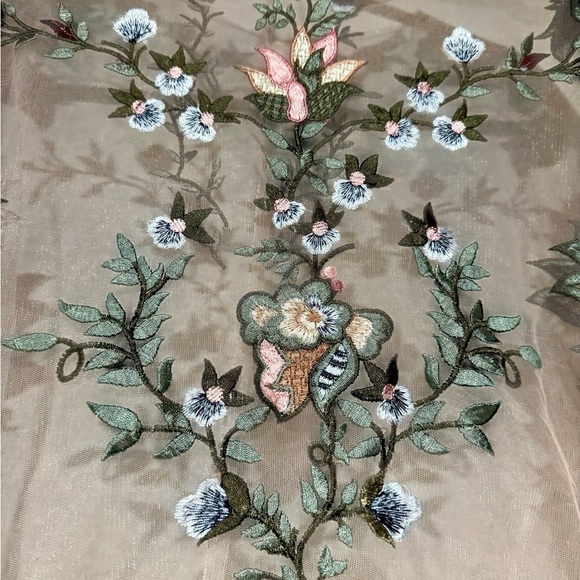 Zara Light Pink Floral Embroidered Sheer Top - Picture 7 of 10